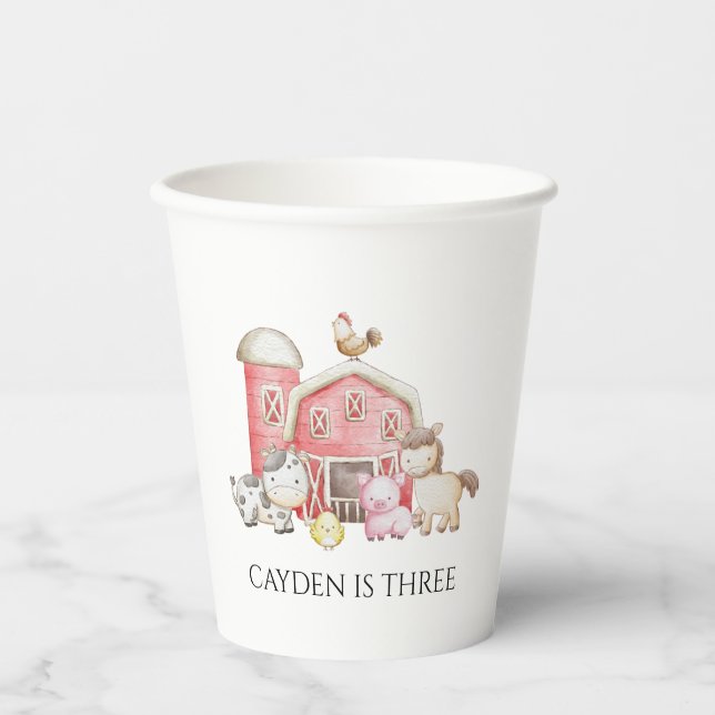 Farm birthday cute animal paper cups (Front)