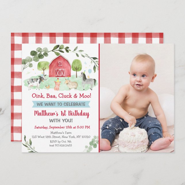 Farm Birthday Invitation (Front/Back)