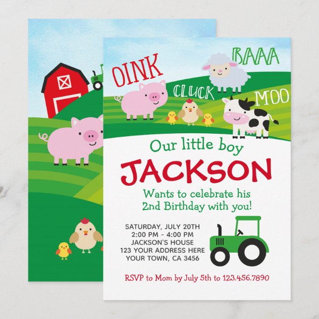 Farm Birthday Invitation (Front/Back)