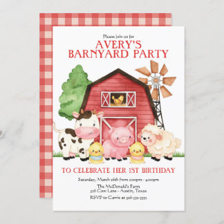 Farm Birthday Invitation, Barnyard Birthday Invitation