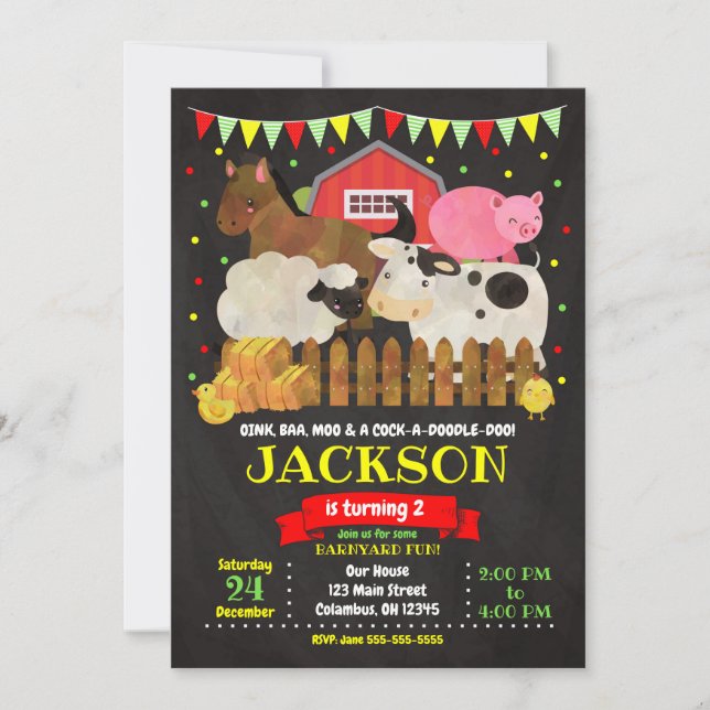 Farm Birthday Invitation / Barnyard Party (Front)