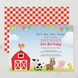 Farm Birthday Invitation Country Barnyard Party
