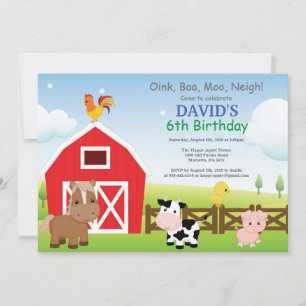 Farm Birthday Invitation Country Barnyard Party