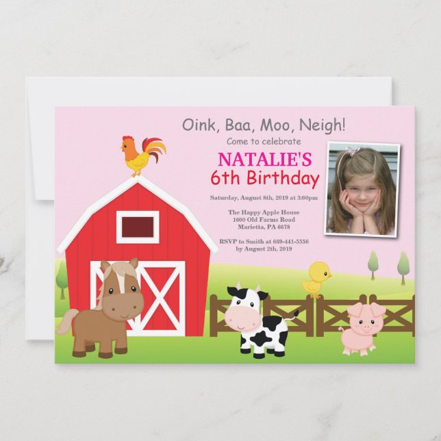 Farm Birthday Invitation Country Barnyard Party (Front)