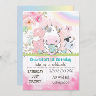 Farm Birthday Invitation, Cow invitation, cow invi Invitation