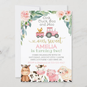 Farm Birthday Invitation, Girl Farm Invitation