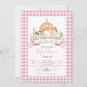 farm birthday invitation, girl farm party invitation