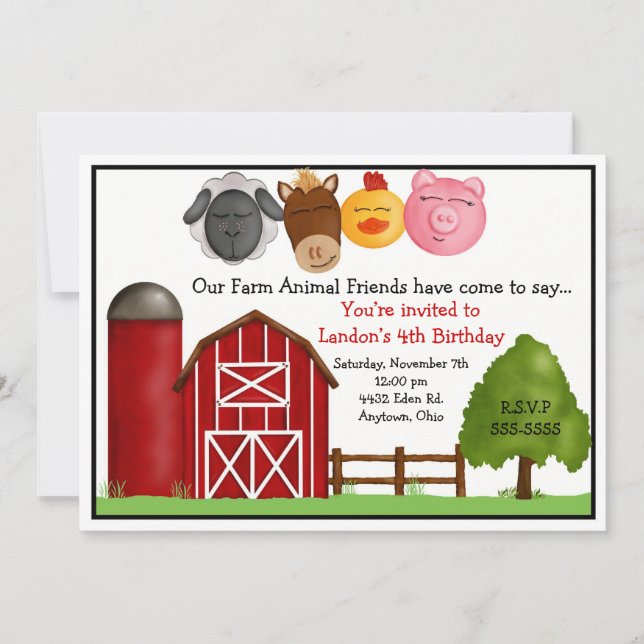 Farm Birthday Invitations (Front)