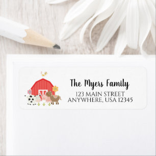 Farm Birthday Invite Return Address Label
