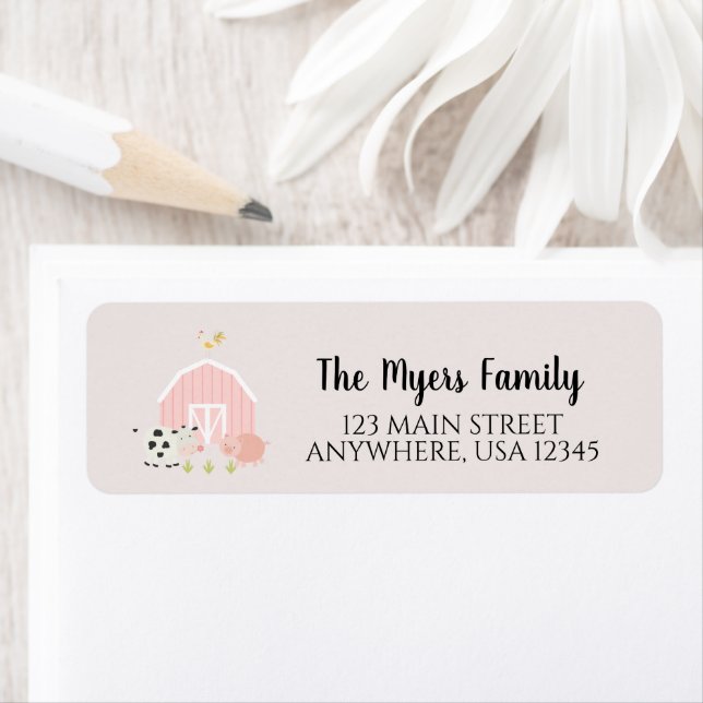 Farm Birthday Invite Return Address Label (Insitu)