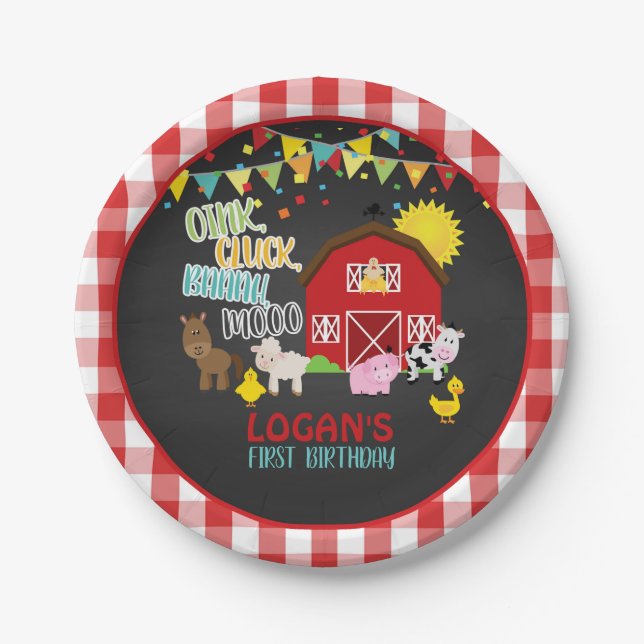 Farm Birthday Paper Plate (Front)