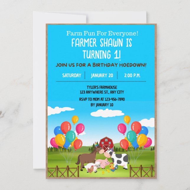 Farm Birthday Party Invitation (Front)