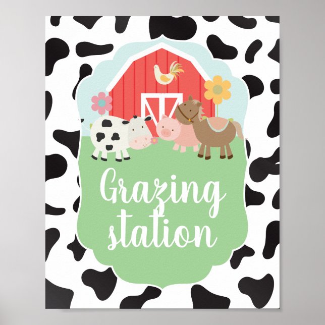 Farm Birthday Party Sign grazing station food sign (Front)