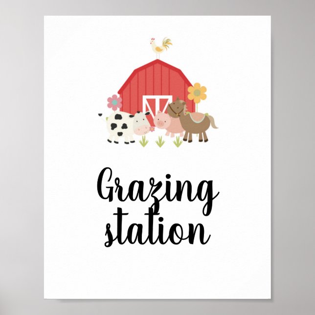 Farm Birthday Party Sign grazing station food sign (Front)