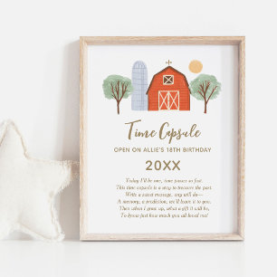 Farm Birthday Party Time Capsule Sign