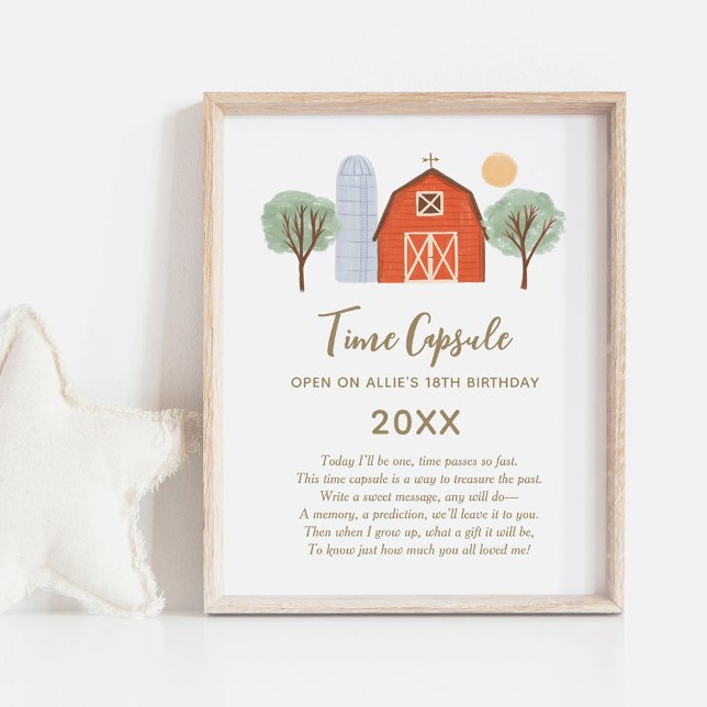 Farm Birthday Party Time Capsule Sign (Creator Uploaded)