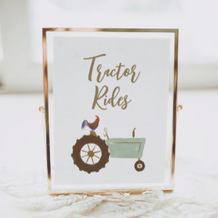 Farm Birthday Party Tractor Rides Sign