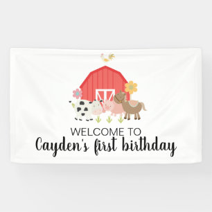 Farm birthday party welcome sign banner