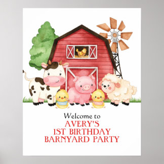 Farm Birthday Welcome Poster, Barnyard Birthday Poster