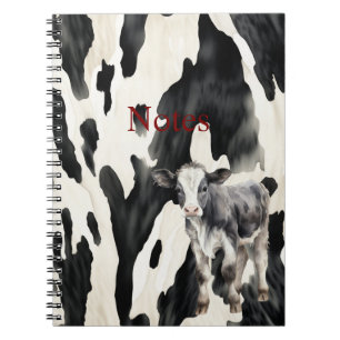 Farm Black White Cow Notebook