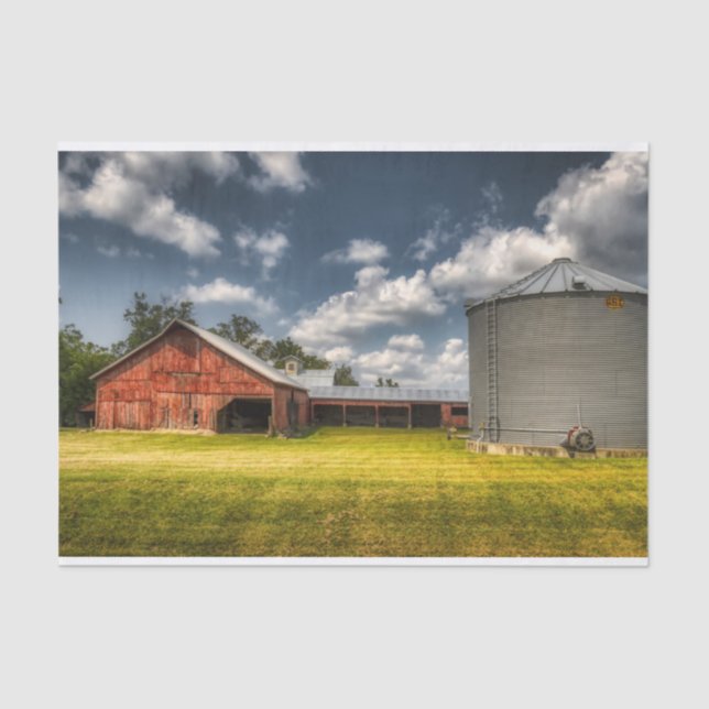 Farm Buildings and Grain Bin Tissue Paper (Front)