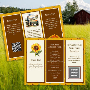 Farm Business Folded Brochure Logo, QR Code