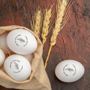 Farm Business Name Product Information Round Egg Rubber Stamp