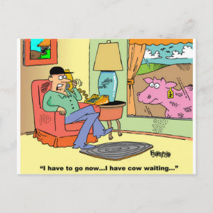 Farm Cartoon Cow Humour Postcard