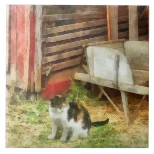 Farm Cat Ceramic Tile