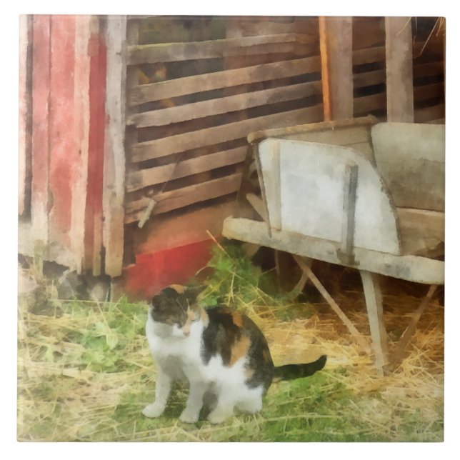 Farm Cat Ceramic Tile (Front)