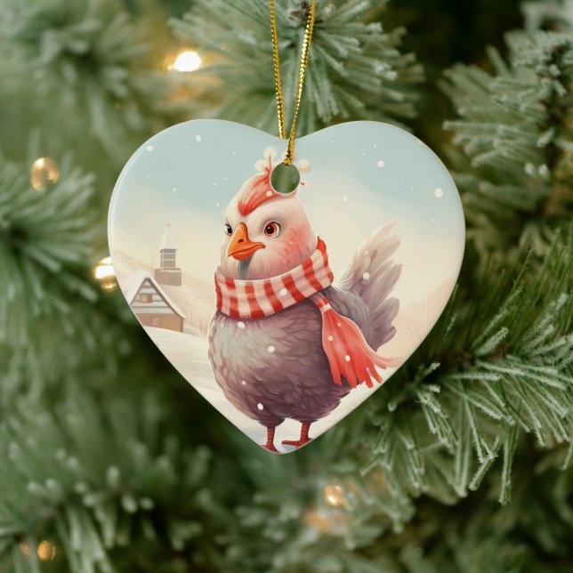 Farm Chicken Animal, Kawaii Cute Pet Lover Gift Ceramic Ornament (Tree)