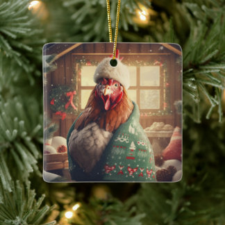 Farm Chicken Animal, Kawaii Cute Pet Lover Gift Ceramic Ornament