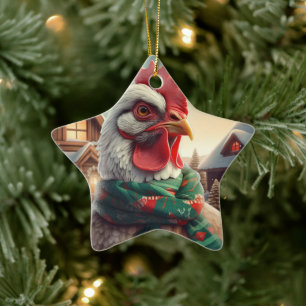 Farm Chicken Animal, Kawaii Cute Pet Lover Gift Ceramic Ornament