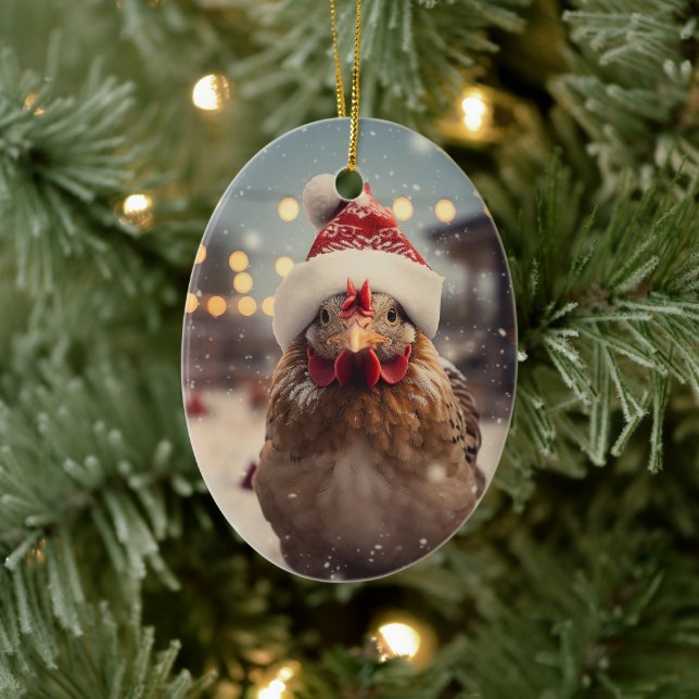 Farm Chicken Animal, Kawaii Cute Pet Lover Gift Ceramic Ornament (Tree)