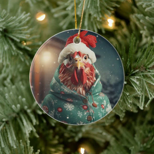 Farm Chicken Animal, Kawaii Cute Pet Lover Gift Ceramic Ornament (Tree)