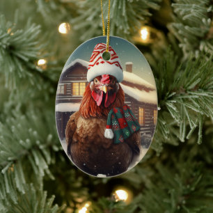 Farm Chicken Animal, Kawaii Cute Pet Lover Gift Ceramic Ornament