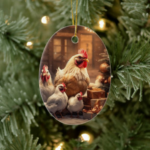 Farm Chicken Animal, Kawaii Cute Pet Lover Gift Ceramic Ornament