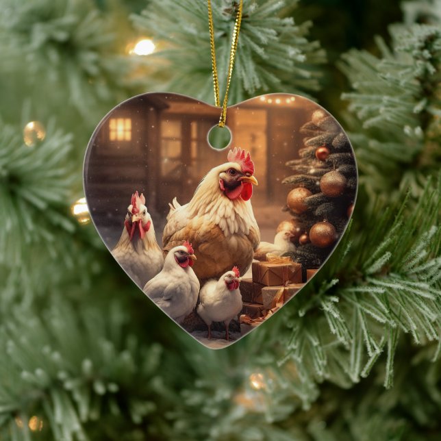 Farm Chicken Animal, Kawaii Cute Pet Lover Gift Ceramic Ornament (Tree)