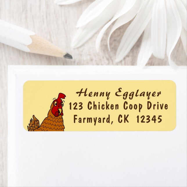 Farm Chicken Custom Return Address Labels Red Hen (Insitu)