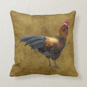 Farm Chicken Rooster Rustic Country Barnyard Style Cushion