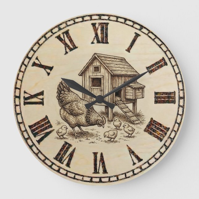 Farm Chicken Wall Clock  (Front)