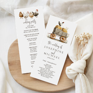 Farm Chicken Wedding Ceremony & Reception Program