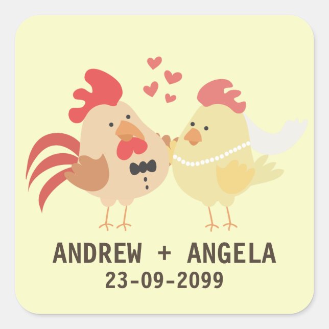 Farm Chicken Wedding Save the Date Sticker (Front)