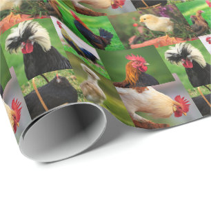 Farm Chickens Collage Wrapping Paper