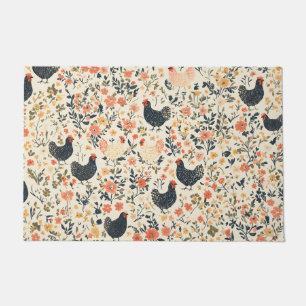 Farm Chickens, Hens \ Flowers Cottage Doormat