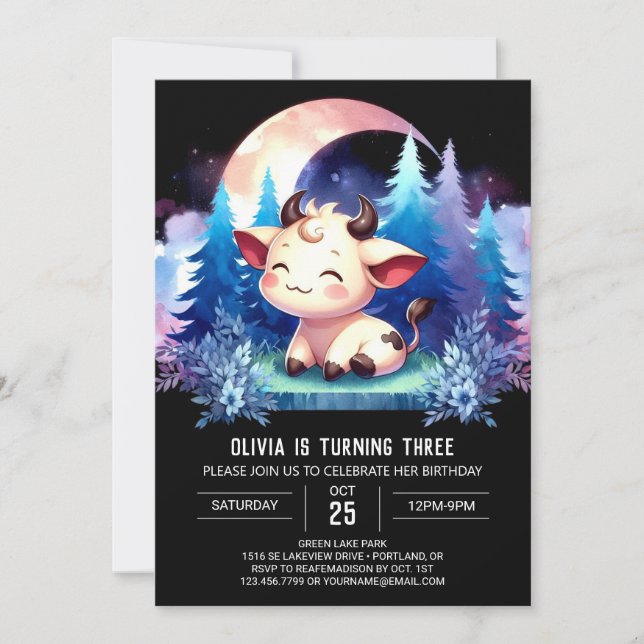 Farm Children Cow Birthday Invitation (Front)