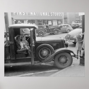 Farm Children Visiting Town, 1941. Vintage Photo Poster