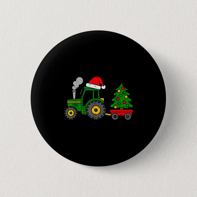 Farm Christmas Tractor Tree Xmas Truck Boys Kids T 6 Cm Round Badge (Front)