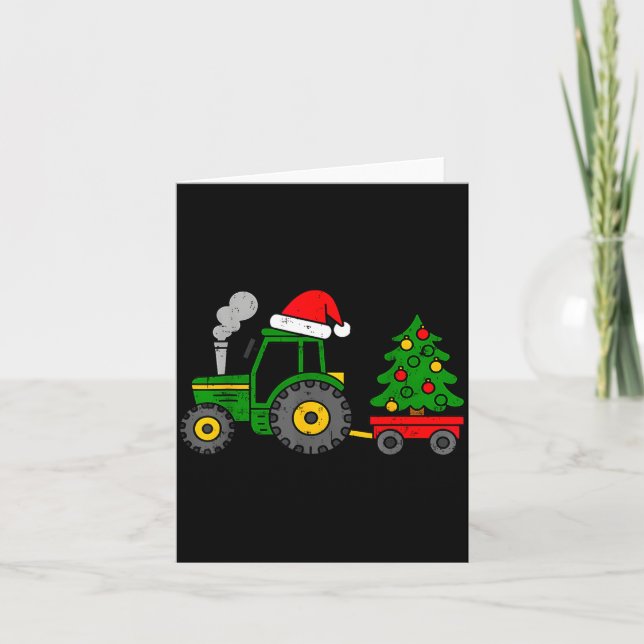 Farm Christmas Tractor Tree Xmas Truck Boys Kids T Card (Front)