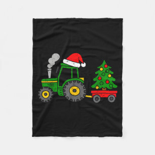 Farm Christmas Tractor Tree Xmas Truck Boys Kids T Fleece Blanket